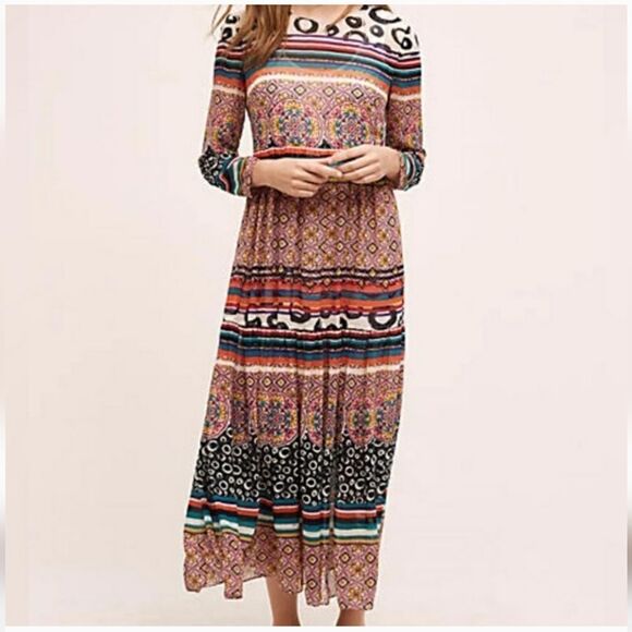 Donna Morgan Boho Maxi Dress Sz 4 - Picture 1 of 11